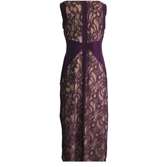 CARDLETTE PETITE Purple Lace Nude Lining Maxi Dress Petite XL - Picture 4 of 5